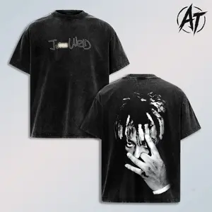 999 Retro Vintage Washed Oversized Graphic Tee, Black White Sad Rap Portrait Streetwear Shirt, Emo Trap Y2K Aesthetic Double Print Heavyweight Cotton T-Shirt, Melodic Hip Hop Inspired Music Fan Unisex Top, Concert Outfit Gift for Rap Fans