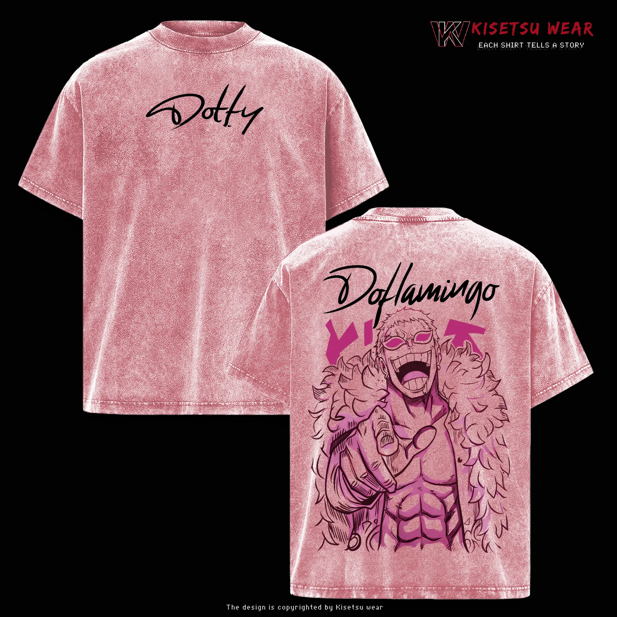 One Piece Doflamingo Vintage Washed Oversized T-Shirt