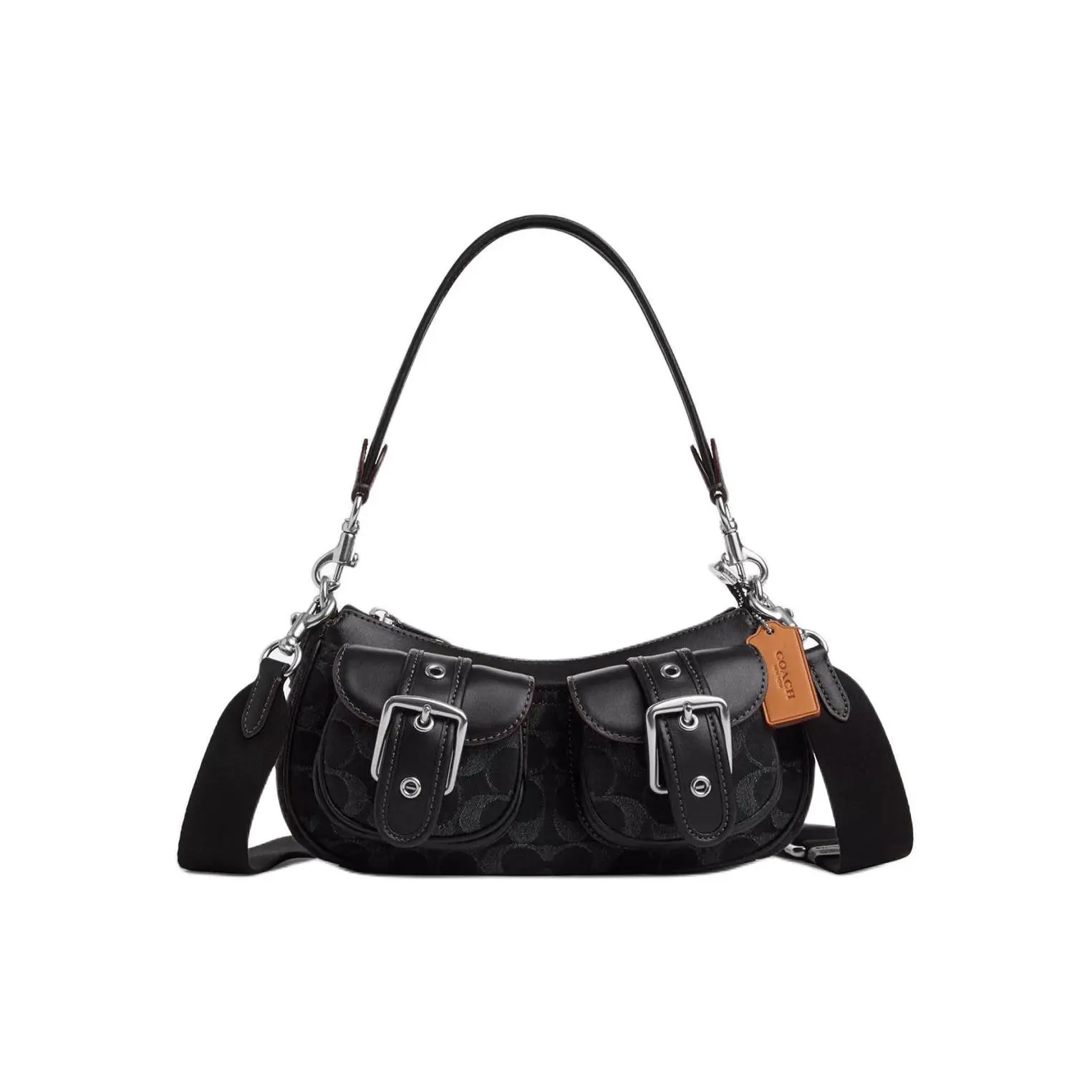 COACH Ashton Baguette 25 Top-Zip Denim and Leather Shoulder Bag for Women