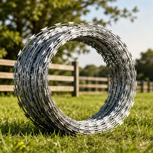 ARCH Galvanized Iron Barbed Wire Fence Roll 325ft Single Strand Razor Wire Security Barrier for Garden Yard Farm Outdoor Perimeter Protection Deterrent Fencing Silver 1 Roll, Silver Color Options, Iron Material, Product Weight: Not Applicable lb
