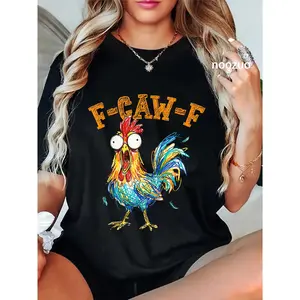 100% Cotton Funny F Caw F Rooster Fcawf Chicken Whisperer Fawk Off T-Shirt