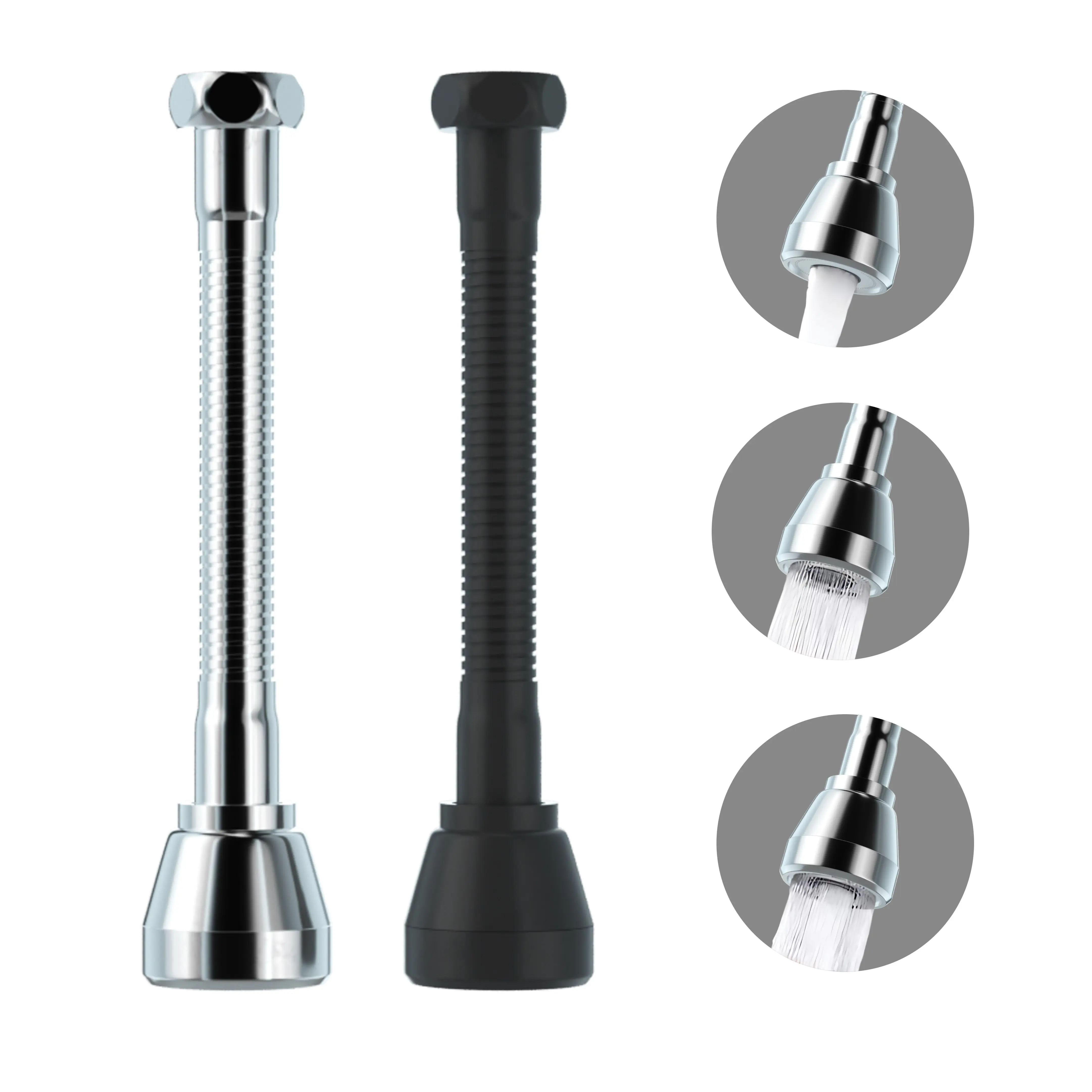 GLEAM Durable Steel Faucet Aerator Extension, Faucet Attachment with 3 Water Flow Modes, 360-Degree Rotatable Design for All-Angle Control