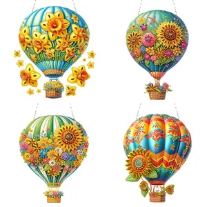 Flower Hot Air Balloon Diamond Art Pendant 5D DIY Diamond Painting Dots Pendant