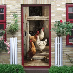 2pcs Vintage Farmhouse Style Decorative Wall Stickers Country Style Chicken Pattern Stickers Self Adhesive Removable Waterproof Wall Decals for Living Room Bedroom Kitchen Dining Room Wall Decor