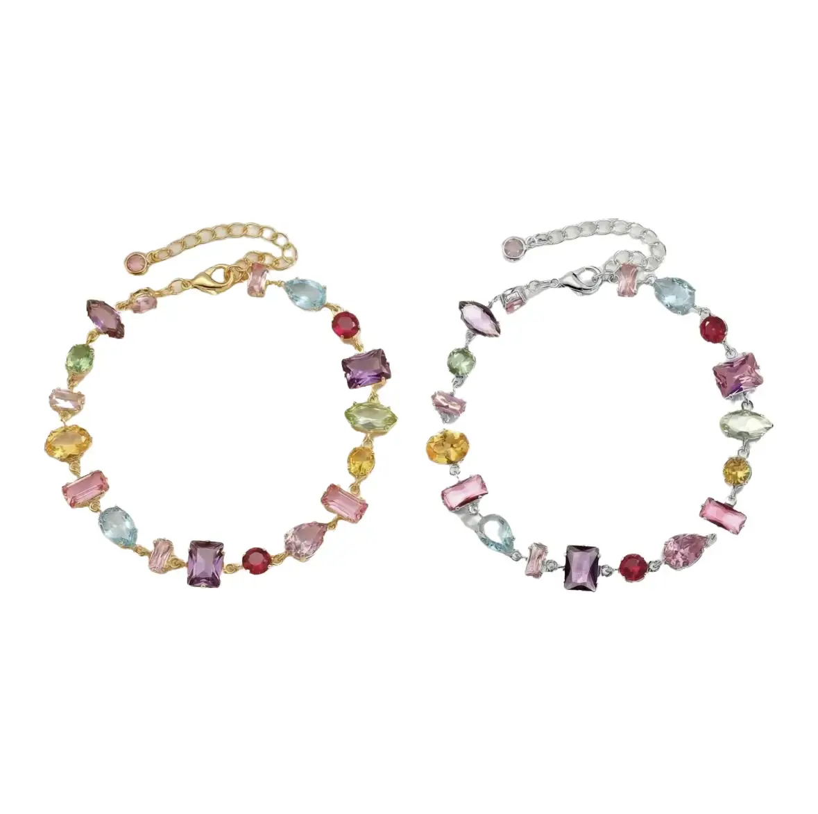 Rainbow Candy Bracelet - Elegant Sparkle Boho Style Multi-Colored Charm Bracelet for Women Girls, Perfect for Girl's Daily Wearing