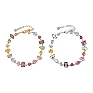 Rainbow Candy Bracelet - Elegant Sparkle Boho Style Multi-Colored Charm Bracelet for Women Girls, Perfect for Girl's Daily Wearing