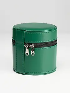 Circular Flip-Top Watch Box, Creative Zipper PU Leather Watch Case, Travel Handy Watch Storage Box, Elegant Design for Watches