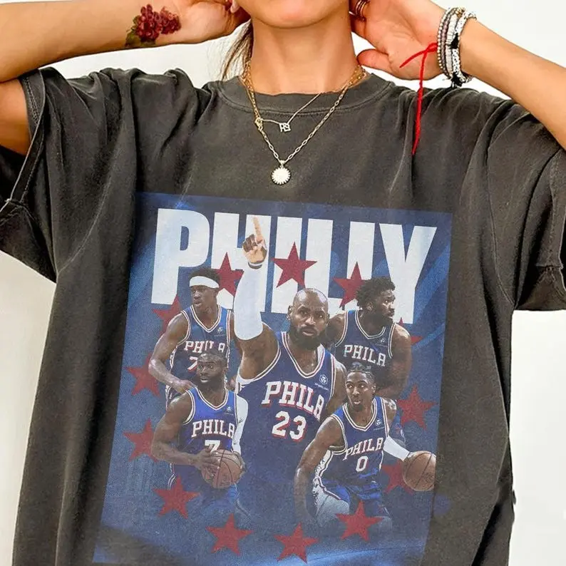 Retro 90s Philadel Basketball Vintage, Lebron J Inspired Tee