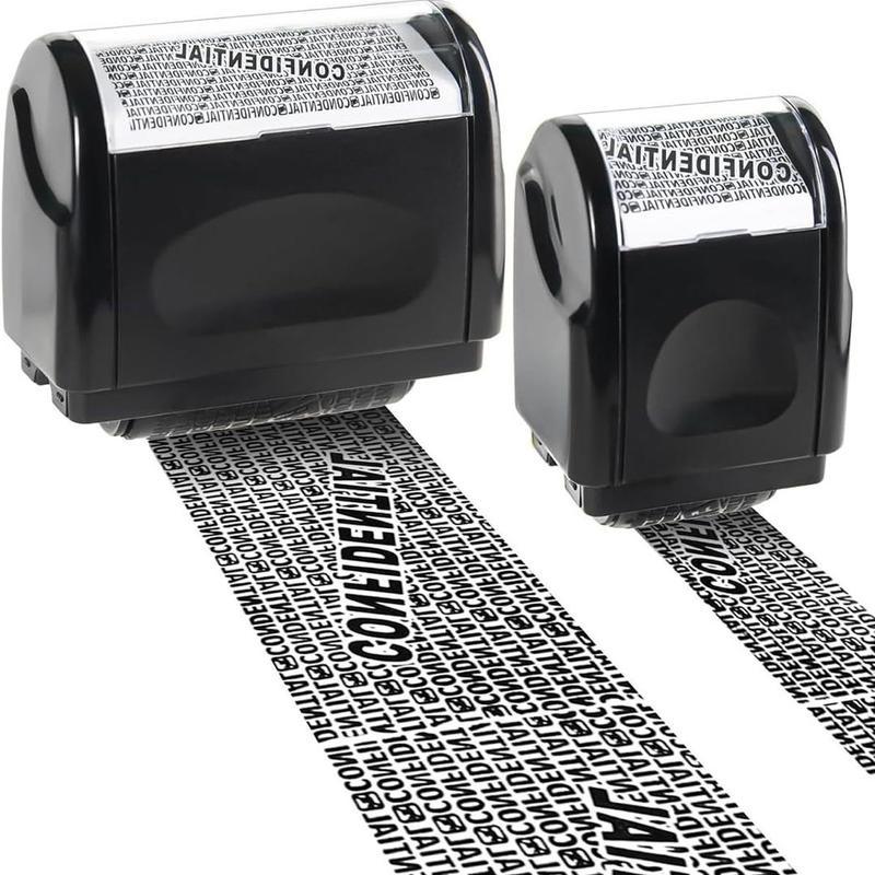 2-Pack Privacy Protection Security Roller Stamp - Wide Identity Theft Guard for Address & Billing Info - 100m Long-Lasting ID Blocker - Essential Home & Office Mailing Supplies，home office organization supplies security