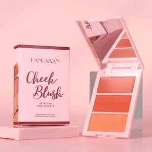 Handaiyan 3D Blush Trio Palette, Multi-Use Shimmery Matte Contour Palette Makeup Powder Bronzer Face Sculpting Contour Cheeks Lightweight Smooth Blendable Face Blush Highlighter Bronzer Powder Beauty
