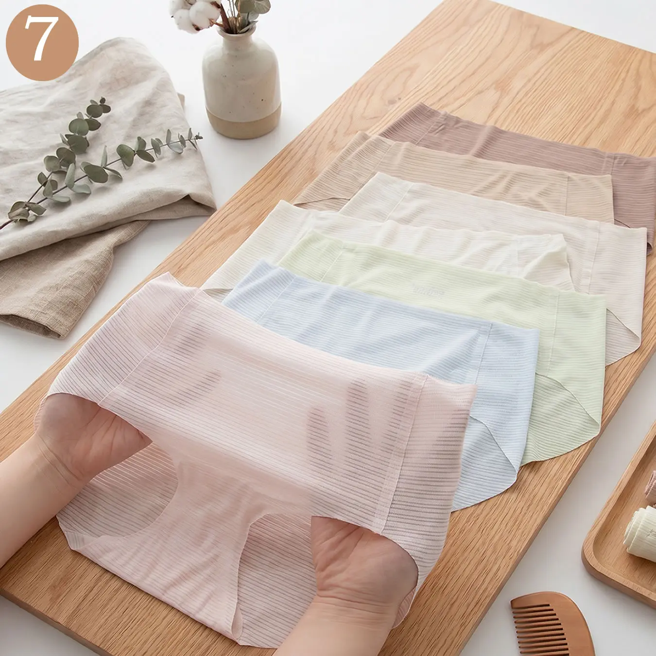 7 Pack Ultra-Thin Womanwear Seamless Underwear for Women - Soft Breathable Extended Crotch Panties, Summer Essentials Value Set