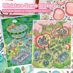 Garden-Themed Scene Stickers, Large Size DIY Scene Sticker Set, Landscape Stickers for Adults, Stress-Relief Sticker Art