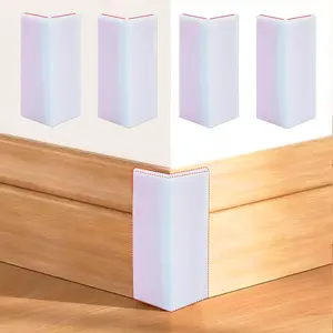 Self Adhesive White Baseboard Corner Blocks, 4 PCS Thickened Rubber Safety Corner Protector Cushion, Soft Edge Guards for Furniture Wall
