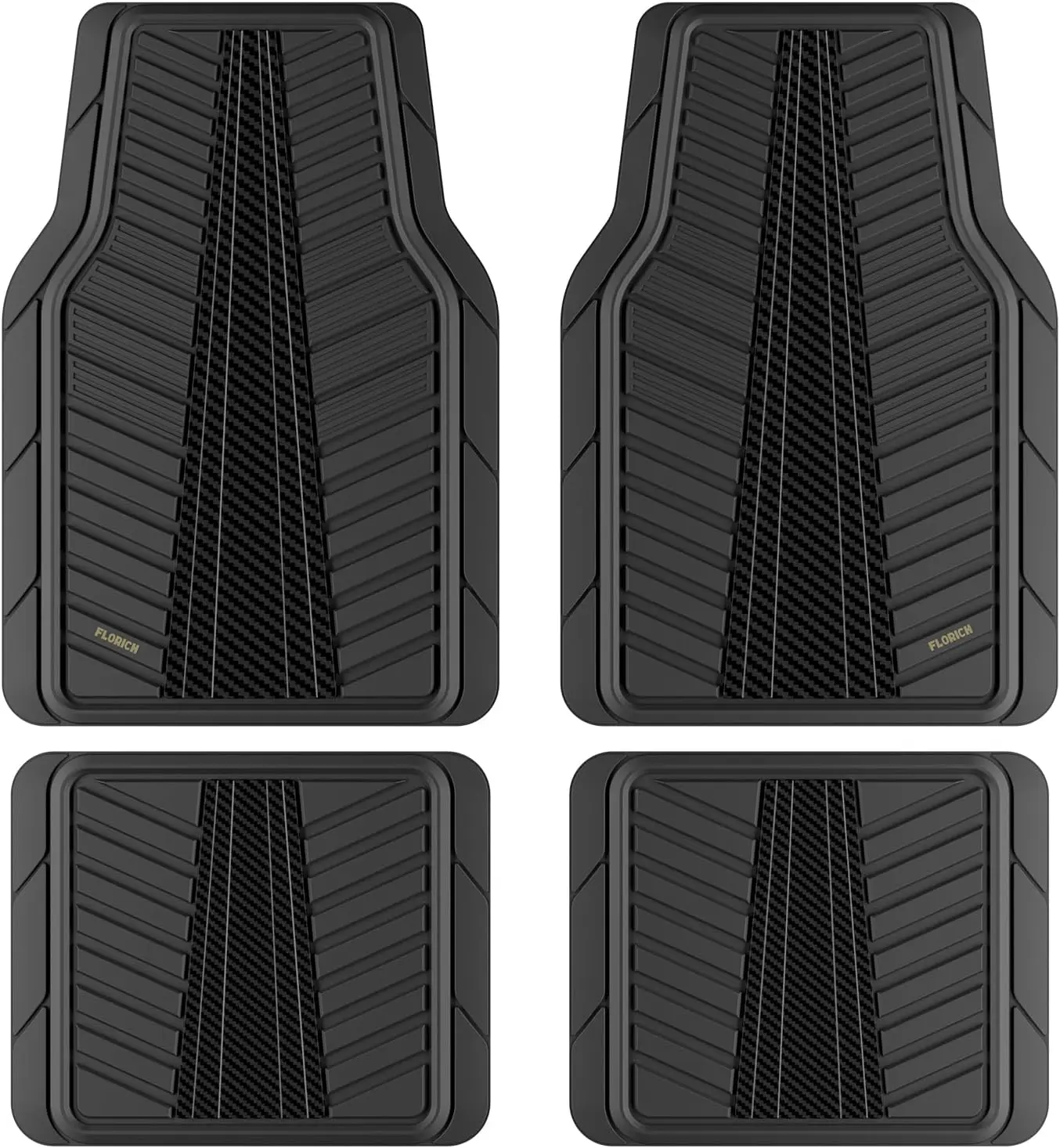 FLORICH Car Floor Mats, Heavy Duty Floor Mats for Cars, 4 Piece All-Weather Floor Mats with Anti-Slip Backing, Waterproof Universal Trim-to-Fit, Automotive Floor Mat for Cars SUV Trucks(Florich WAF-59002)