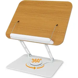 Book Stand for Reading Cookbook Stand Book Holder with 360 Rotating Base Page Clips Book Display Stand for Recipe Sheet Music Laptop Drawing Tablet
