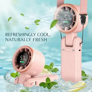 Portable Handheld Turbo Fan, 5-Speed Personal Fans, 5000mAh Rechargeable Fans Up to 12 Hours, Weight only 0.6lb Small Fan, Hand/Neck/Desk Fan 3 IN 1, Beach Vacation Essentials(Pink)