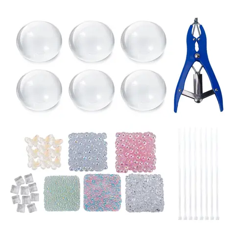 DIY Handmade Stress Relief Ball Kit, Shiny Series, Stress Relief Set, Includes 6 Accessories, 6 Transparent Balls, Expander, 8 Straps, Glue