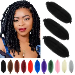 Springy Afro Twist Hair 12 Inch 3 Packs Kinky Twist Hair Black Color Pre Fluffed Marley Twist Braiding Hair for Black Women (12 inch, 1B)