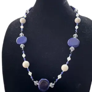 FLAT STONE BEADED NECKLACE. Female Birthday Daily