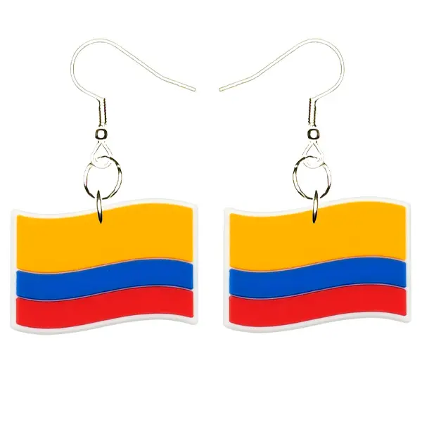 Colombia Colombian Flag Earrings Lead and Nickle Free Silver Plated Fishhooks Yazzle Dazzle Original Artwork