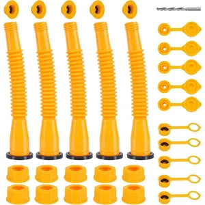 Gas Can Spout Replacement, gas can nozzle kit, (3/5/6 Kit-Yellow) Flexible Pour Nozzle Suitable for Most 1/2/5/10 Gal Oil Cans, Fuel Can Spout Replacement , garage accessories ,