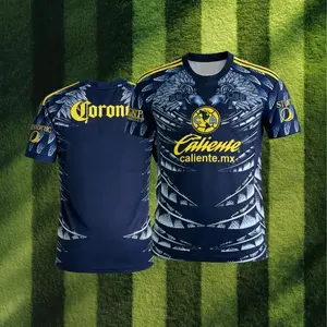 25 26 Mexico LIGA MX Club America Away Blue Short Sleeve Soccer Jersey Fans