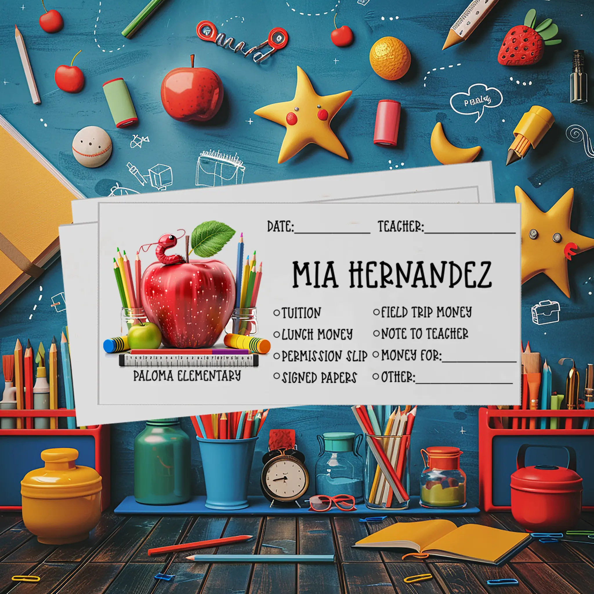 Back-To-School Envelopes Custom Names and Lists Available