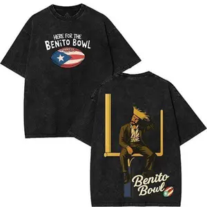 MEOD Benito Bowl 2026 Vintage Washed Graphic Tee, Funny Football Bad Bunnie Anime Design Shirt, Team Benito Shirt, Here For The Benito Bowl The Best Haft Time Shirt