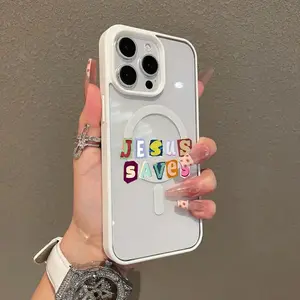 Premium Magnetic Case for iPhone11/12/13/14/15/16/promax Colorful Jesus Saves Design MagSafe Ready,Anti-Fall,Ultra-Thin Design|Perfect for Everyday Use