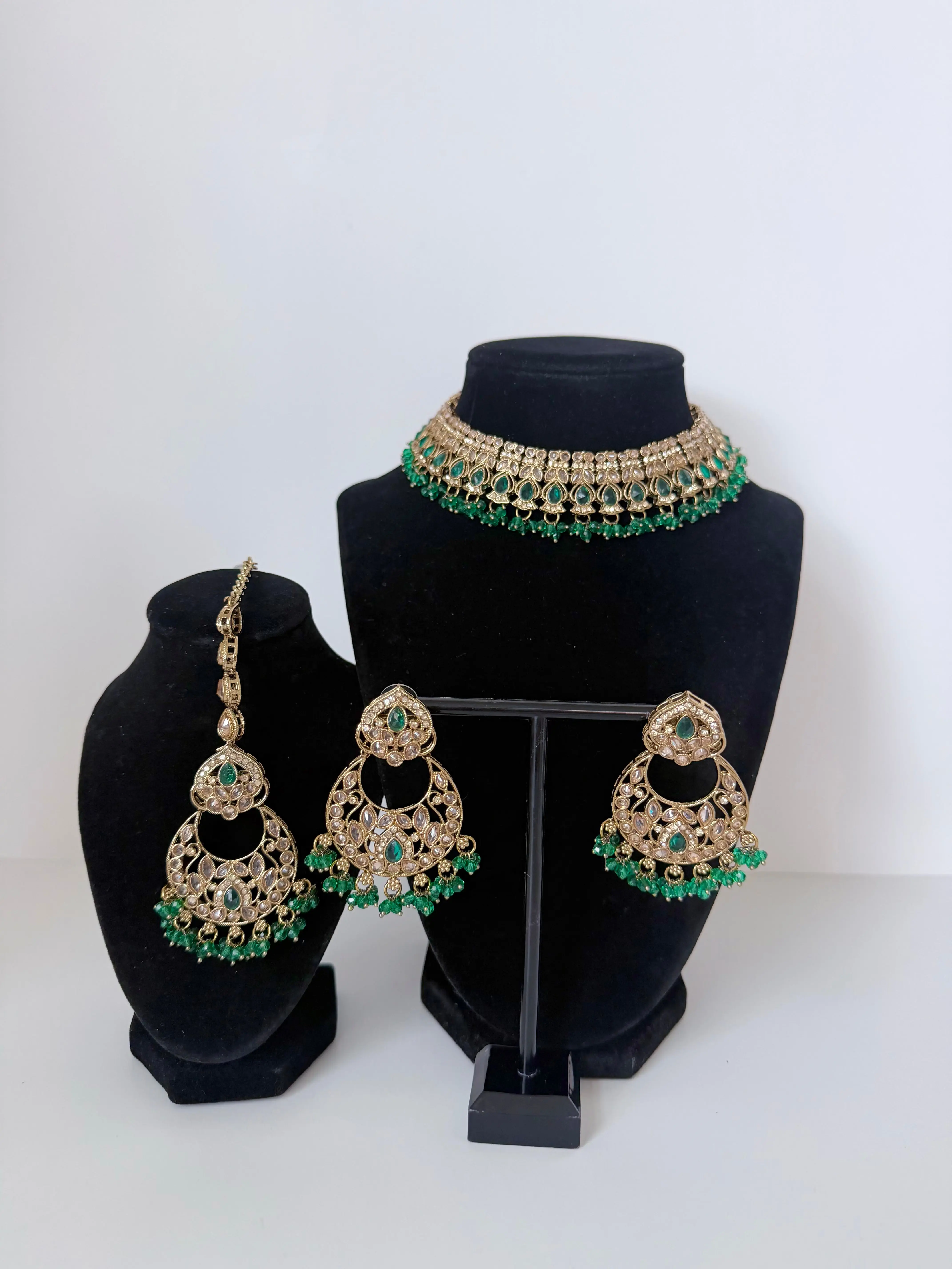 Bollywood Fariha Necklace Set with Earrings and Tikka