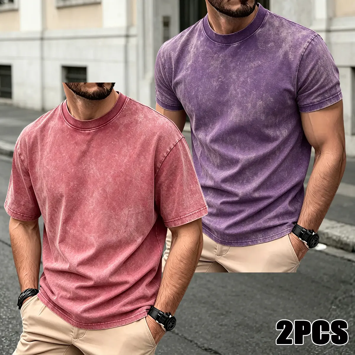 Men's 2-Pack Plain Cotton Crew Neck T-Shirts, Tailored Fit, Lightweight & Breathable for Gym, Travel & Casual Wear, Tshirt, Top, Menswear, Round Neck, Men's T Shirts, M, Streetwear, Pure Cotton, Jeans, Fitted
