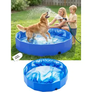 Foldable Dog Kiddie Pool, Portable Hard Plastic Pool, Thickened Swimming Pool for Small Dogs, Collapsible Pet Pool, Non-Slip Wading Pool, Bathtub for Puppy, 32x8 inches