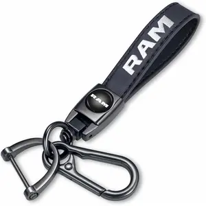Genuine Leather Car Key Chain Compatible with Dodge RAM 1500 2500 Keychain Key ring Accessories for Man and Woman Black