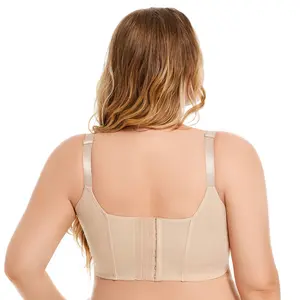 Women's Deep Cup Bra - Full Coverage, Adjustable Straps, Comfortable Casual Style, Minimalist Lingerie Basic, Day Slimming, Plus Size Fit