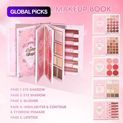 Makeup Magic Book Set, Multi-Color Eyeshadow, Lip Gloss, Blush, and Highlighter Kit, Holiday Gift for Women, Beauty Sets, Makeup Sets #GLOBAL PICKS