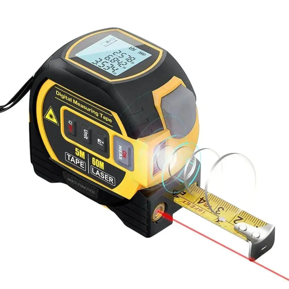 40M/60M Laser Tape Measure, 1 Count 3-in-1 5M Digital Tape Measure, High Precision Laser Rangefinder, Steel Tape Measure, Hand Measuring Tool, Hardwar