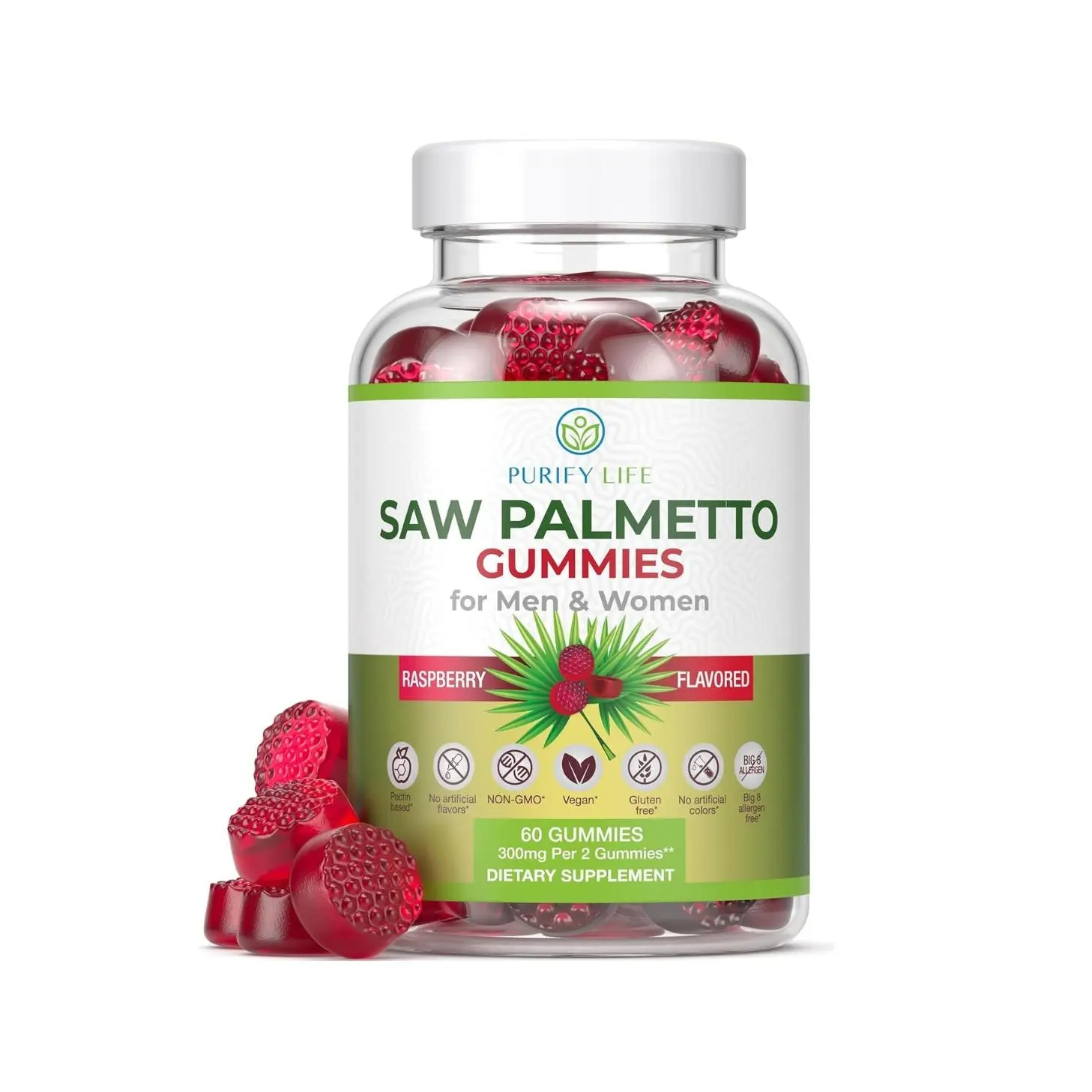 Saw Palmetto Gummies for Men & Women, Serenoa Repens Extract, Natural Botanical Supplement, 60ct | Sugar Free Saw Palmetto Gummy, Made in USA, Daily Wellness Supplement
