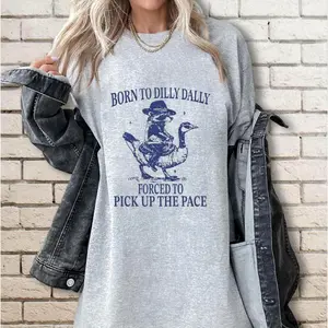 Born To Dilly Dally shirt, Goose Raccoon T-Shirt, Cute Animal Lover Shirt, Funny Animal tee, Animal Humor Tee, Retro Styles