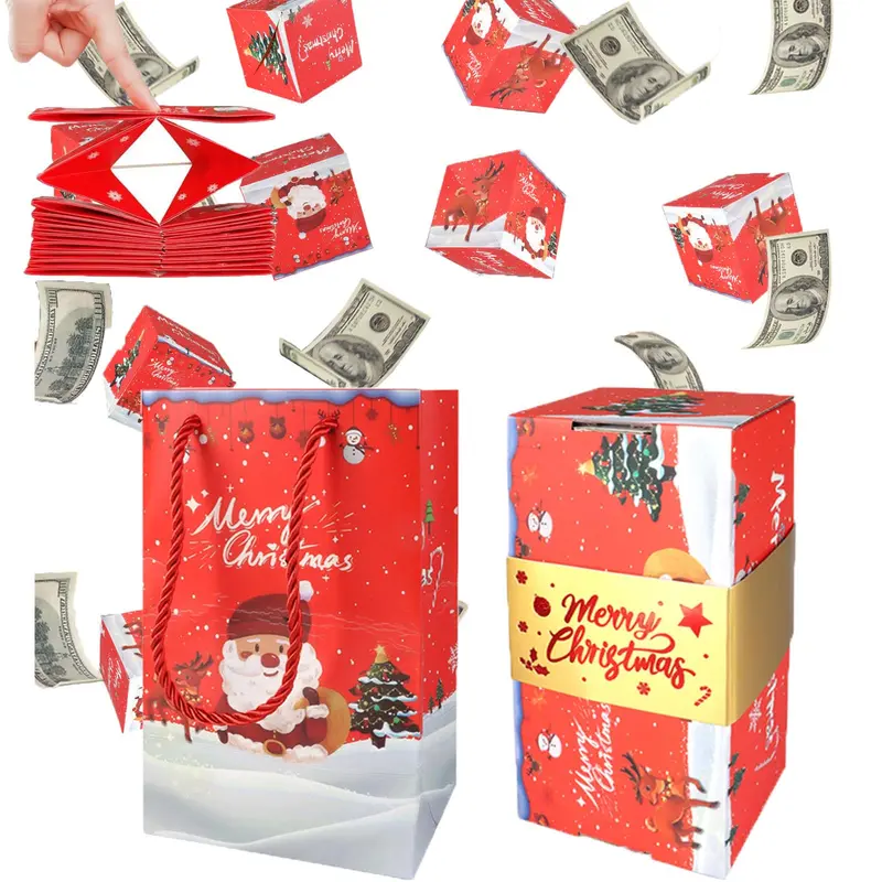 Christmas Surprise Gift Box Explosion,Unique Folding Bouncing Envelope Gift Box,Cash Explosion Luxury for Birthday Anniversary Valentine Proposal (12 Bounces)