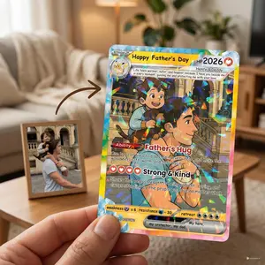 Personalized Father's Day Pokemon Card, Custom Photo Card, Gift for Dad, Birthday Gift for Him, Wedding Anniversary Gift, New Dad Gift Unique Gift for Boyfriend Husband or Loved Ones