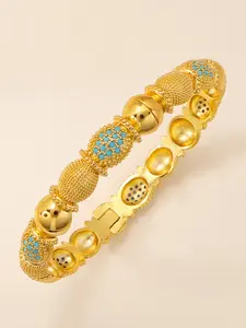 Elegant Blue Dot Copper Bracelet for Women, Arabic Wedding Charm Bangle, Nigerian Bridal Gift, African Jewelry Party Accessory