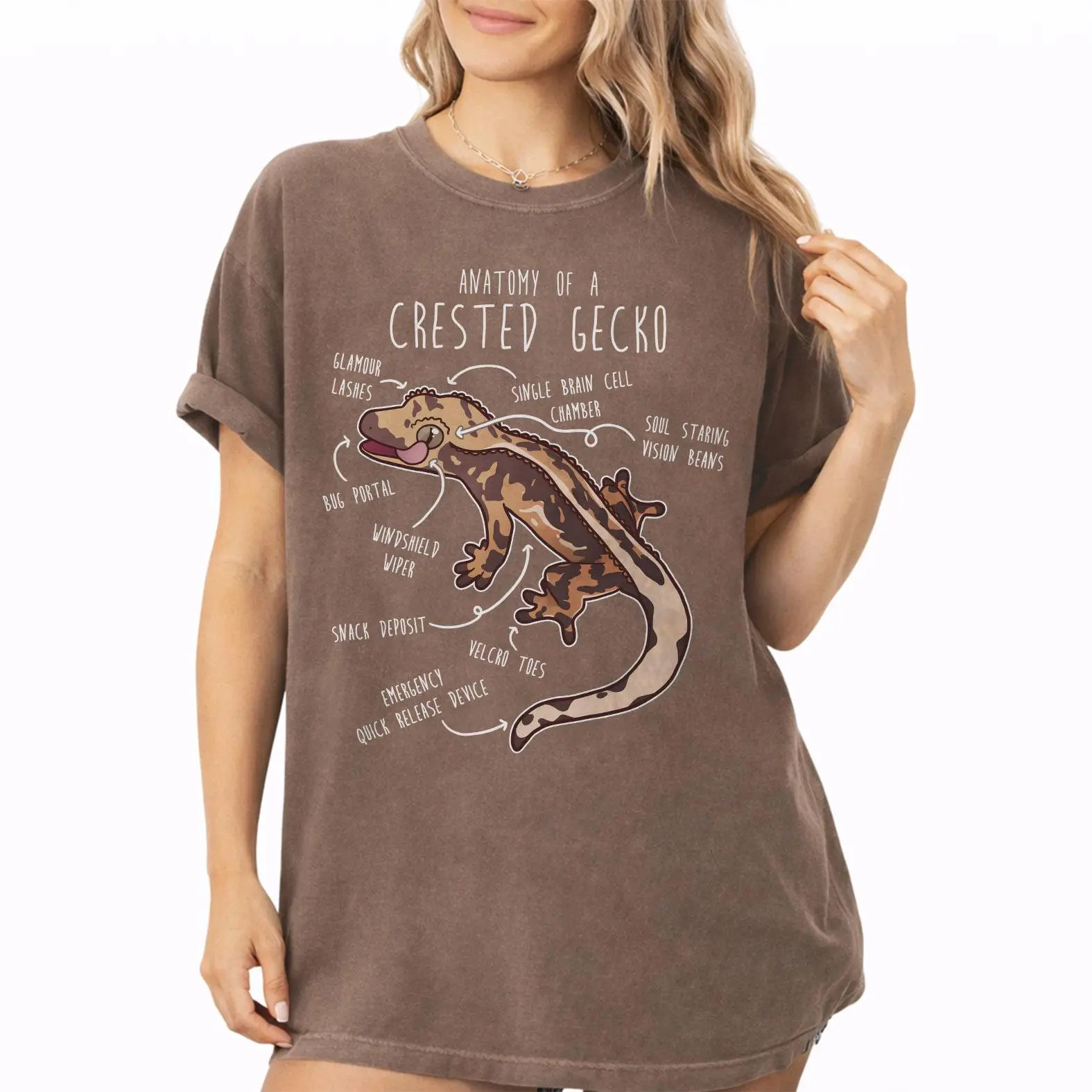 Comfort Colors Anatomy of A Crested Gecko Shirt, Funny Reptile Diagram Graphic Tee, Lizard Shirt, Gift for Crested Gecko Lovers