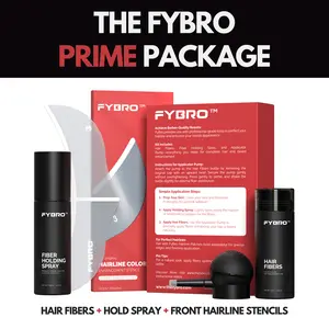 FYBRO Prime Package – Hairline Stencil Kit + Hair Fibers | Hairline Enhancement Kit | Hairline Filler for Men | Natural Hair Fiber Kit with Holding Spray