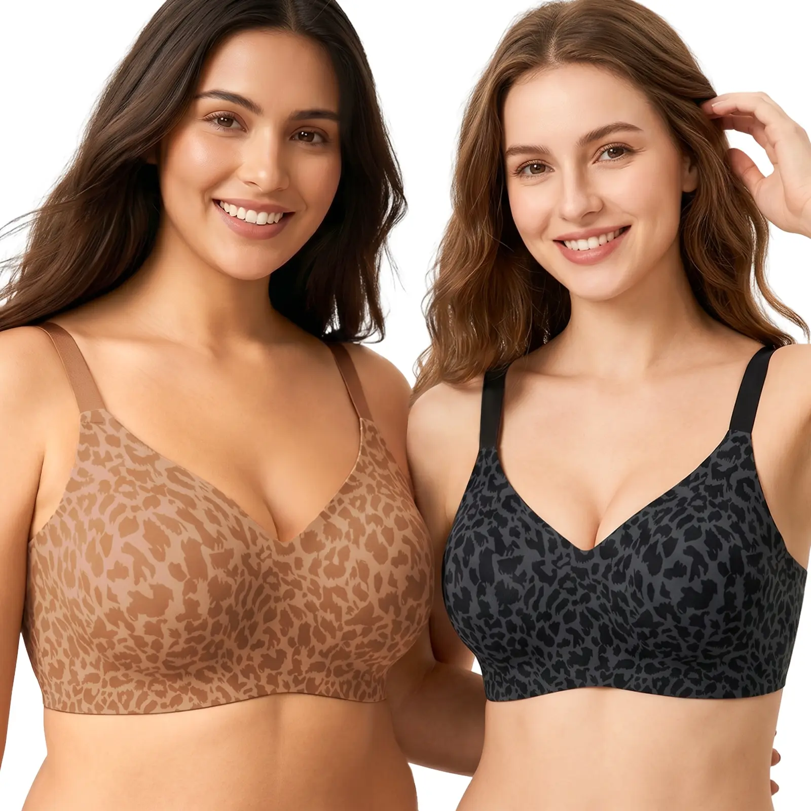 LUCKMEEY Women Jelly Bras Wirefree Full Coverage No Underwire Everyday Bras, Full Coverage Padded No Underwire Support Bra, Comfort Push-Up Everyday T-Shirt Bra