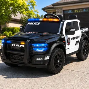 Dodge Ram 1500 Kids Ride-On Police Truck 12V/24V |Officially Licensed Patrol Car with 2x200W Motors,Remote Control, LED Lights, Siren, Walkie-Talkie & 2-Seater Design | Electric Ride-On Car for Ages 3-8summervibes
