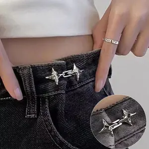 No-Sew Jeans Waist Cinching Button, 2 Pairs Detachable Elastic Fixing Button, Waist Adjustment Button for Jeans, DIY Sewing Accessories, Adjustable Buttons