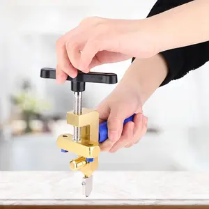 2-in-1 glass tile cutting manual tool with 3 tungsten steel blades, used for DIY cutting of tiles and glass, easy to grip design, can be cleaned and cut