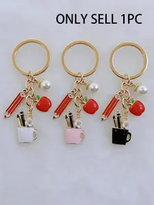 Pencil Box Ruler Pendant Keychain, Teacher Appreciation Gift, Cute School Supplies Accessory, Perfect for Teachers' Day