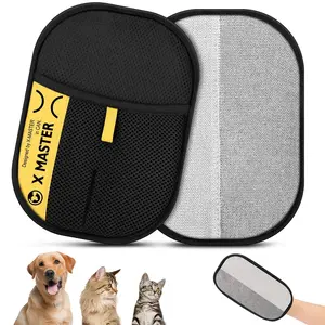 Upgraded Electrostatic Pet Grooming Gloves - Reusable Cat & Dog Hair Remover for Bed, Cat Bed, Scratcher, Cat Tree, Couch, Furniture, Carpet, Premium Cleaning Mitt for Multi-Pet Households Portable Pet Hair Removal roller,pet furremoval double-sided