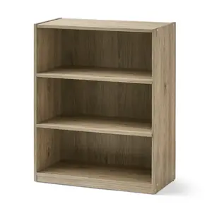 Mainstays 3-tier bookshelf with adjustable shelves, home decor furniture for home office, living room, bedroom, modern design